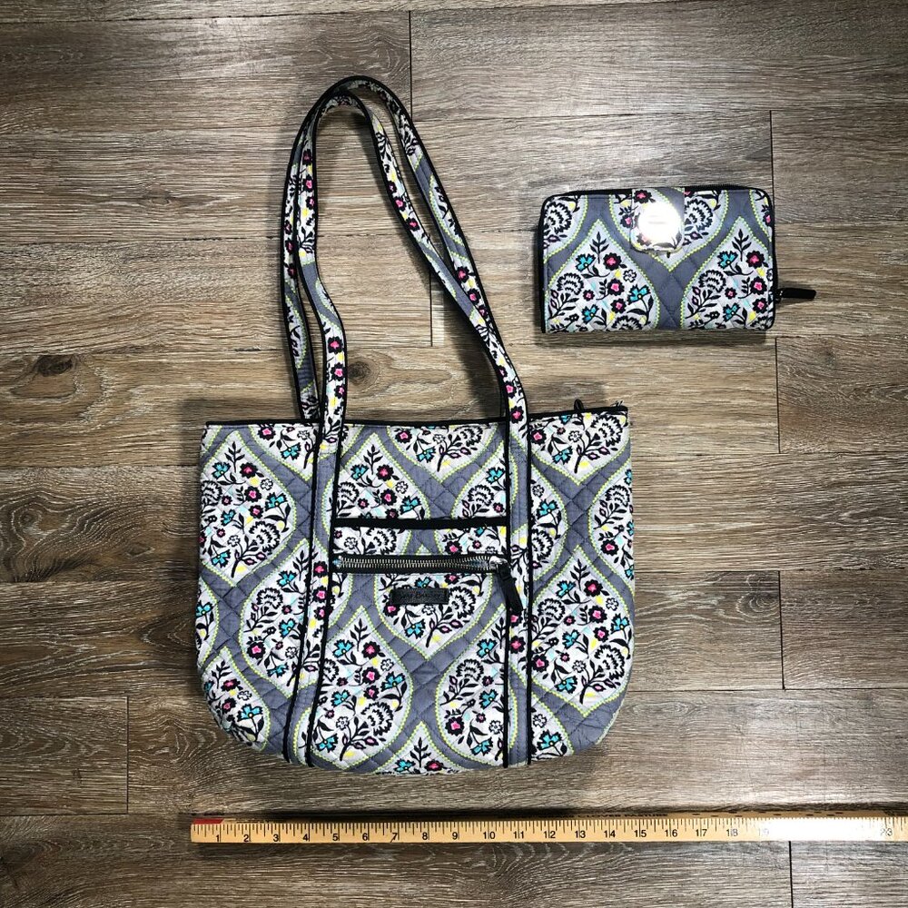 Vera Bradley Medium Tote Purse Hand Bag and Wallet Heritage Leaf Pattern Paisley - Picture 2 of 9